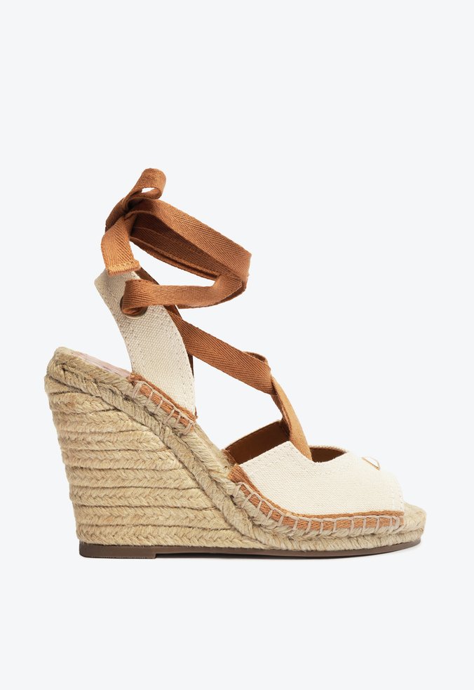 Sandália Espadrille Peep Toe Marrom