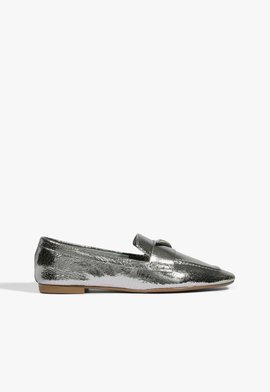 Mocassim Couro Prata
