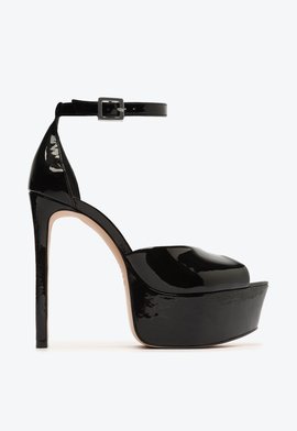 Sandália Salto Plataforma Taylor Verniz Preta