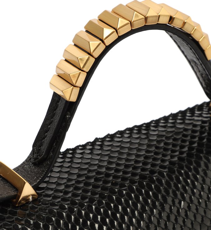 Bolsa Tiracolo Média Trinity Couro Snake Preta Bolsa Tiracolo Média Trinity Couro Snake Preta