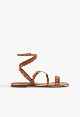 Rasteira Annete Flat Couro Marrom