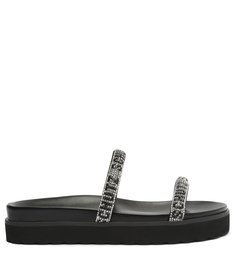 Sandália Rasteira Slide Glam Pedraria Preta | Schutz