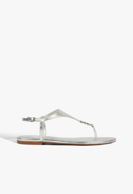 Sandália Rasteira Kate Couro Prata