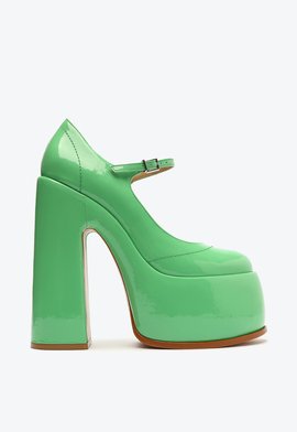 Sapato Scarpin Meia Pata Zayne Verniz Verde