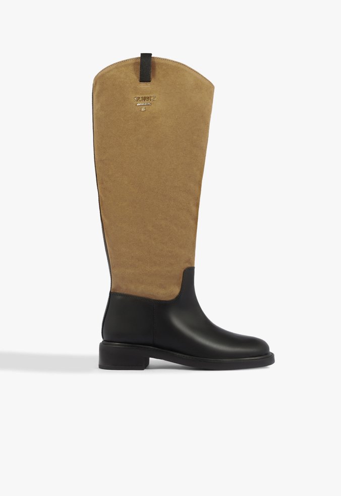 Bota Lisa Cano Longo Camurça Preta