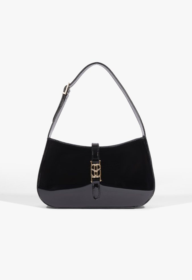 Bolsa Hobo Média Verniz Preta