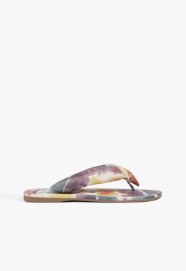 Sandália Rasteira Aurea Casual Couro Multicolorida