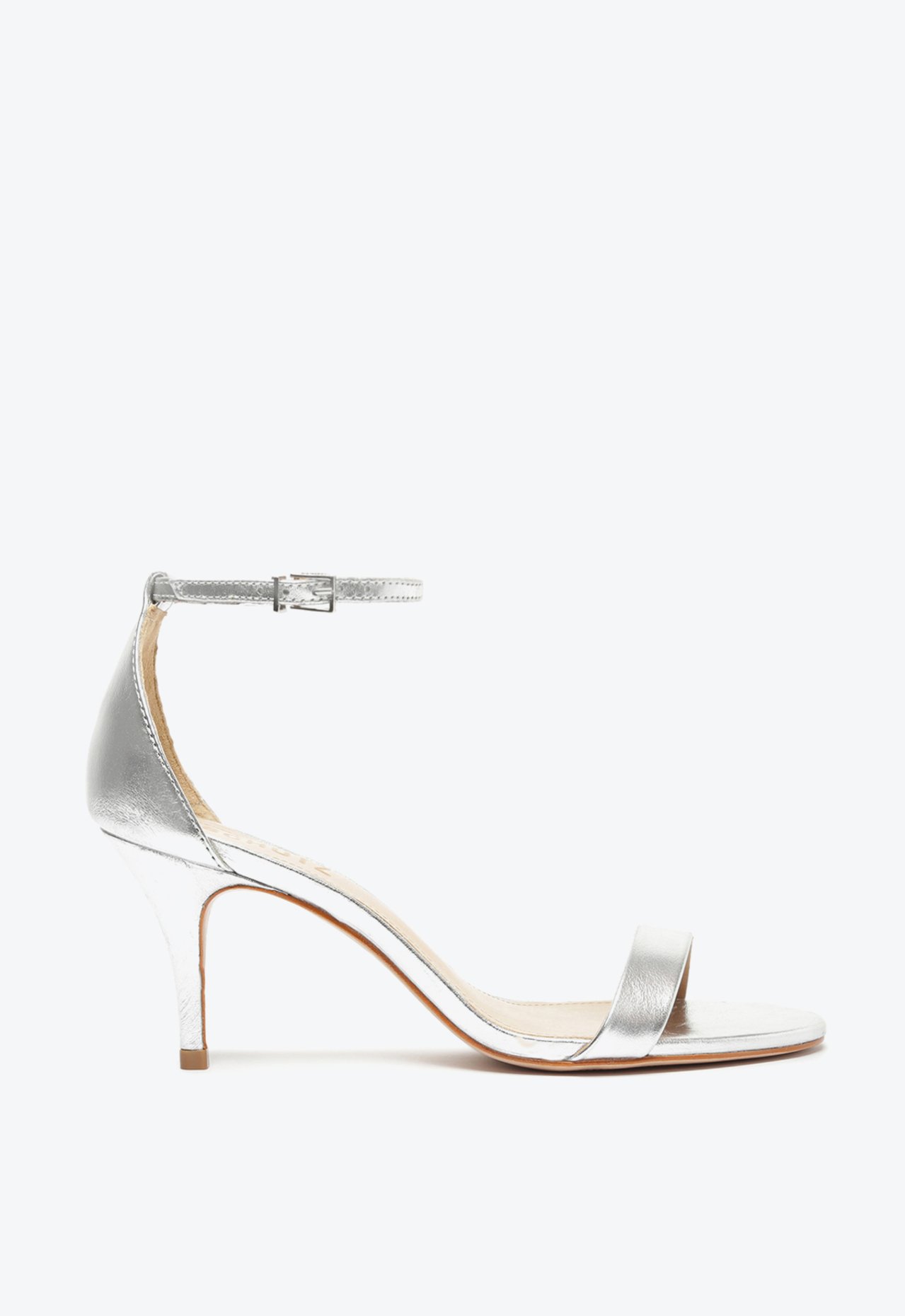 Sandália Gizele Salto Médio Couro Prata | Schutz