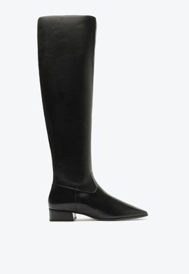 Bota Helena Over The Knee Couro Preta