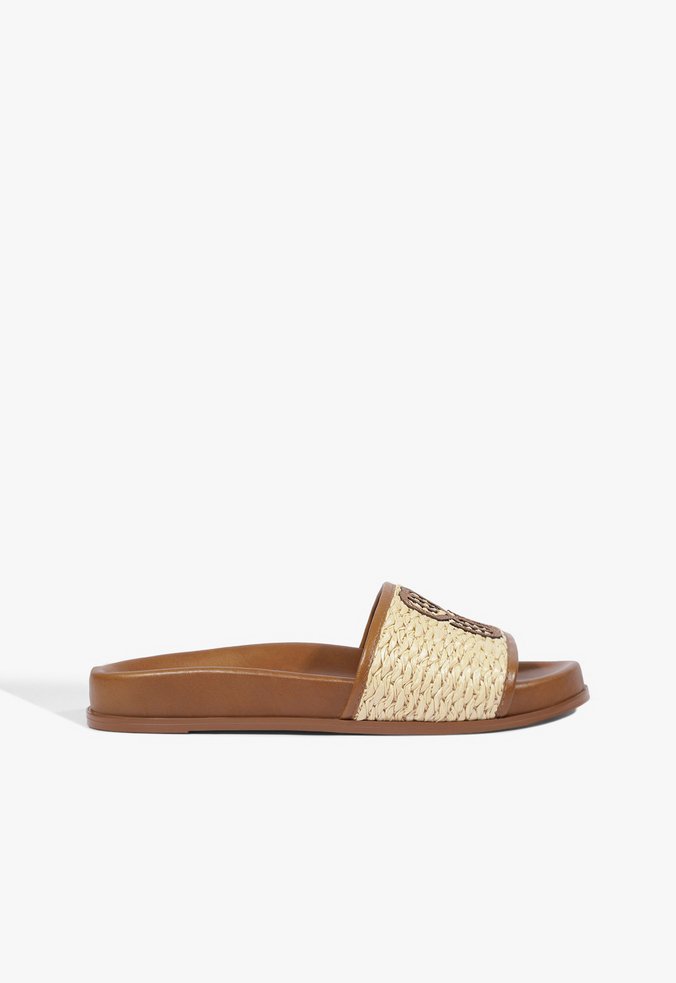 Papete Flatform Crochê Tira Larga Marrom