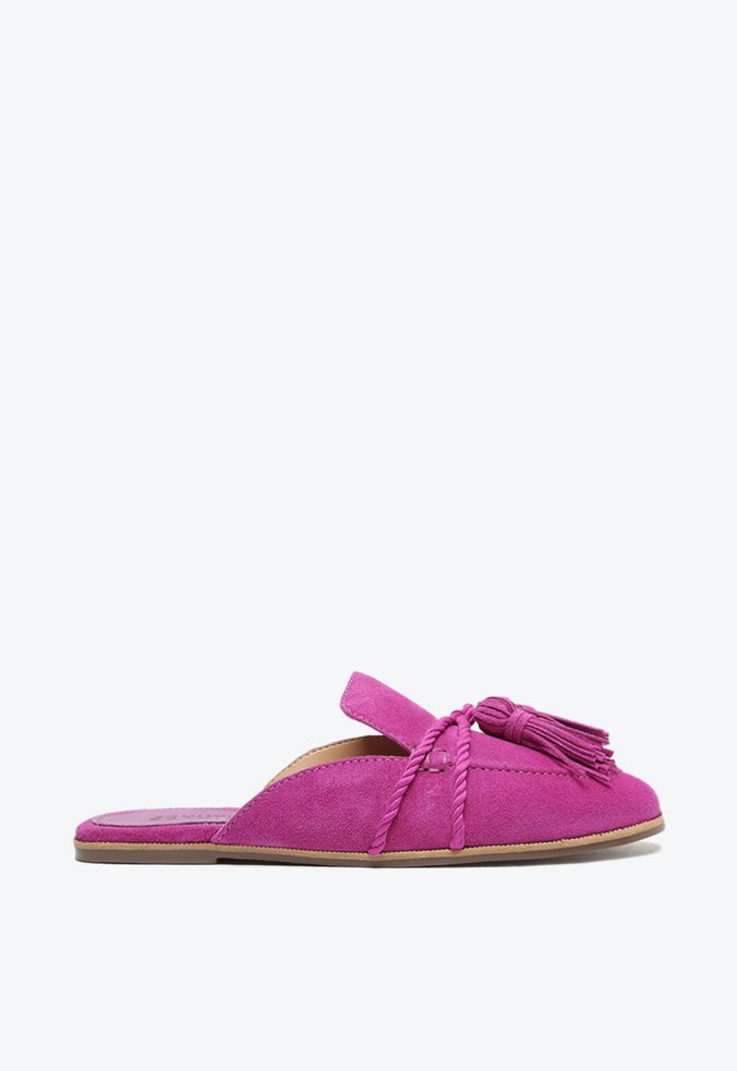 Sapato Mule Rasteiro Camurça Roxo