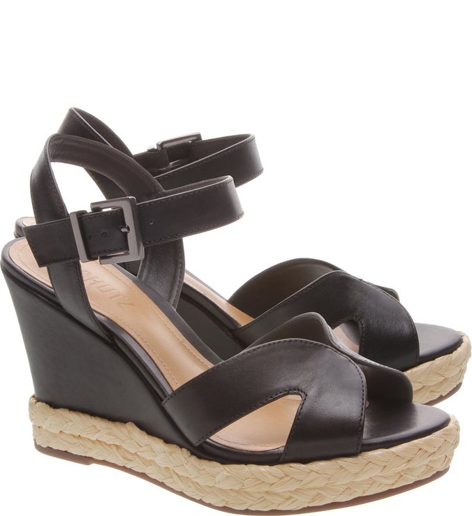 Sandália Anabela Leather Black Sandália Anabela Leather Black