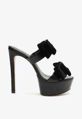 Sandália Mule Lauren Veludo Preta
