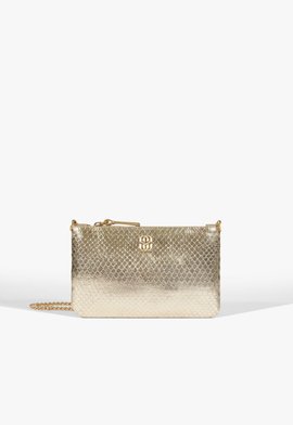 Bolsa Clutch Jennie Pequena Couro Dourado