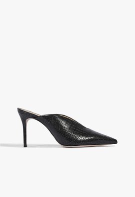 Sapato Mule Cava Croco Preto