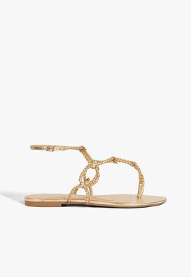 Rasteira Dourada com Tiras Orgânicas