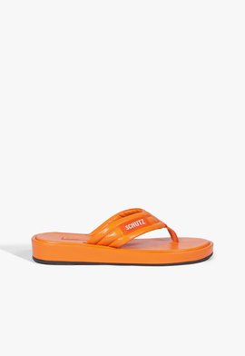 Chinelo Zoe Couro Laranja