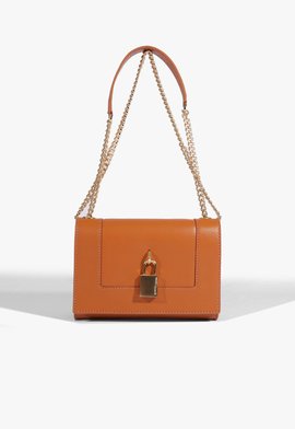 Bolsa Tiracolo Pequena Couro Cadeado Marrom