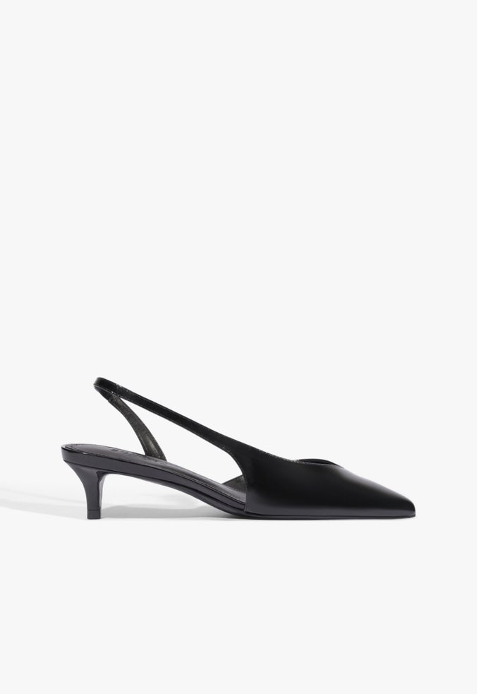 Scarpin Slingback Alessia Low Couro Preta