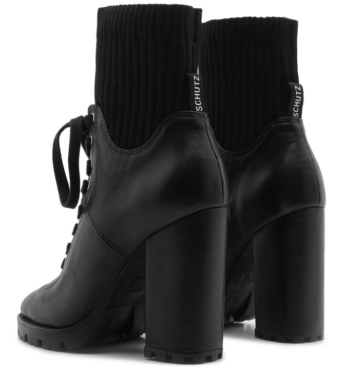 Combat Boot Salto Bloco Knit Preta Combat Boot Salto Bloco Knit Preta