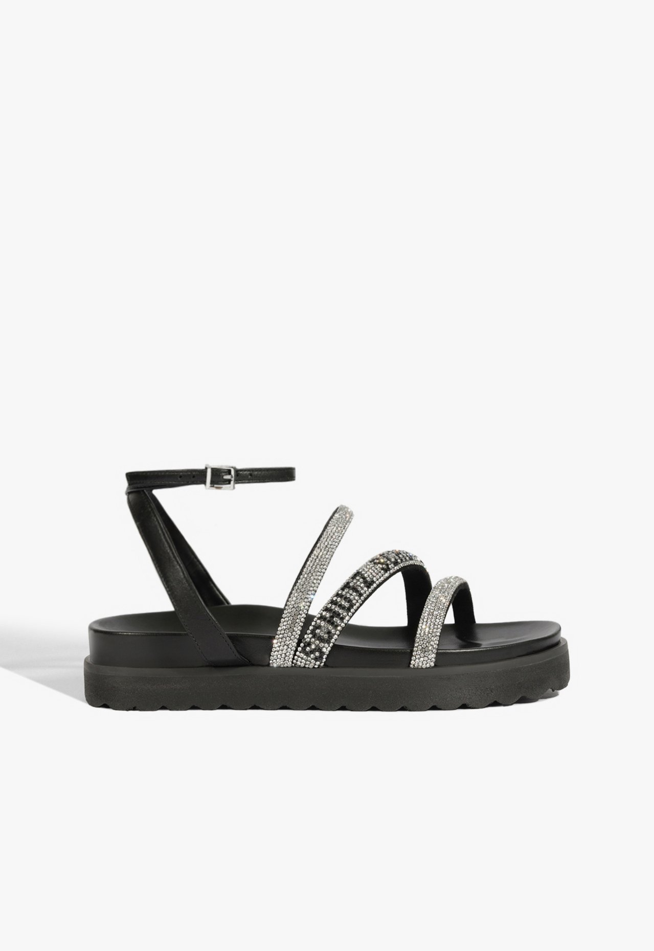 Sandália Papete Brilho Logo Preta | Schutz