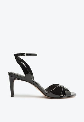 Sandália Salto Fino Médio Verniz Preta
