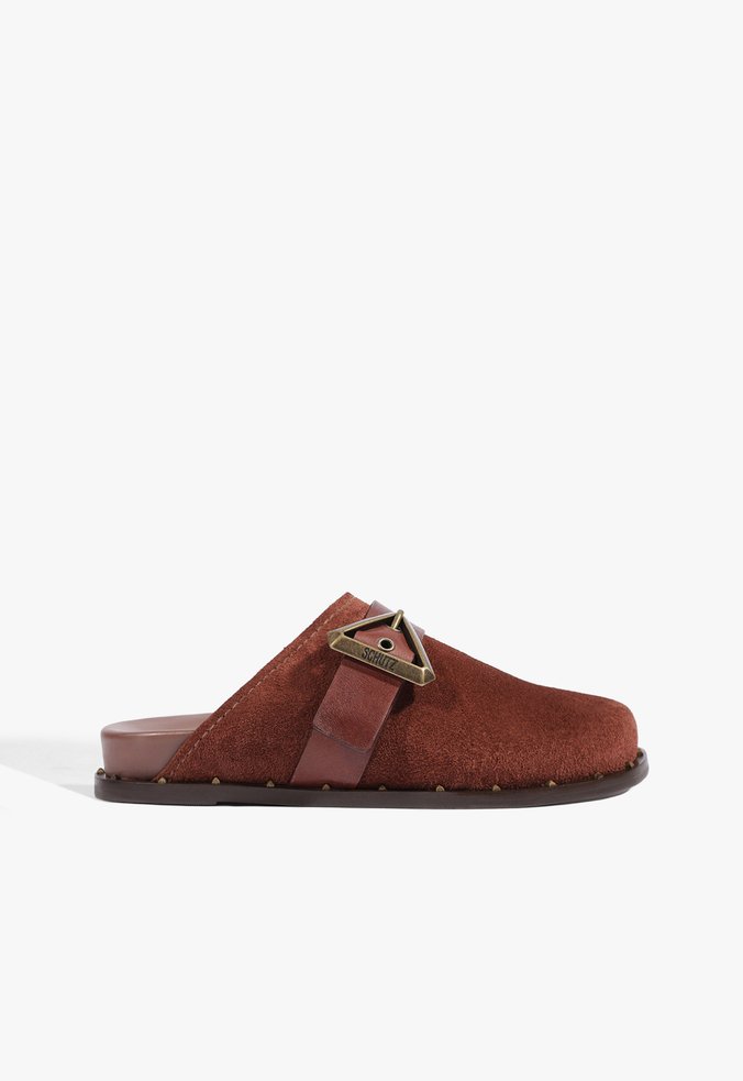 Clog Shop Couro Marrom Escuro