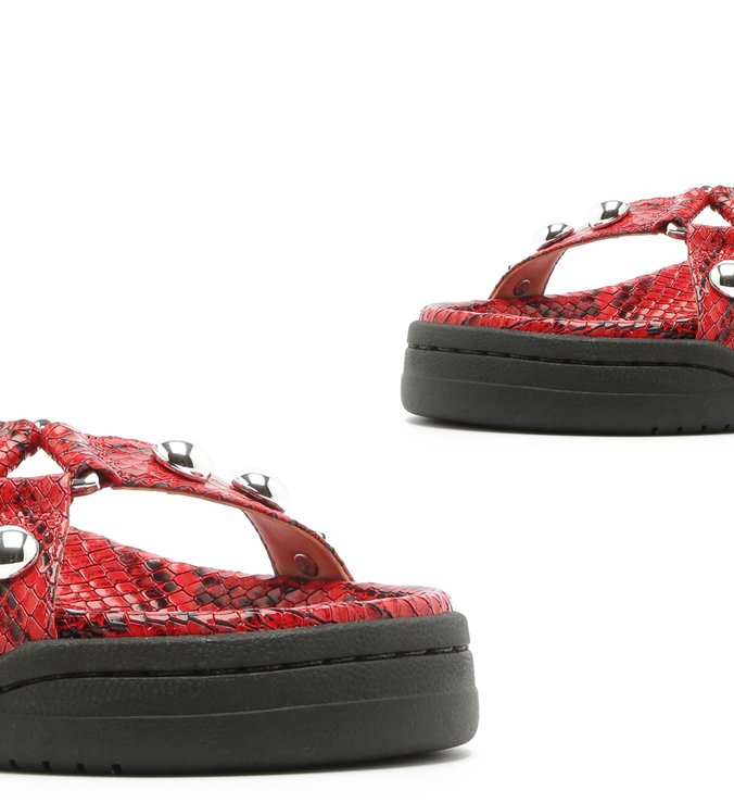 Sporty Sandal Python Studs Red Sporty Sandal Python Studs Red