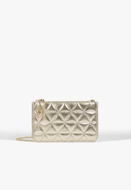 Bolsa Tiracolo Love Pouch Pequena Couro Dourada