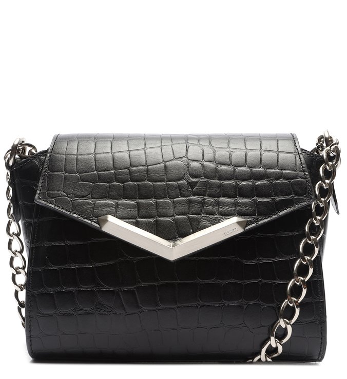 Bolsa Tiracolo Pequena Alexa Croco Preta