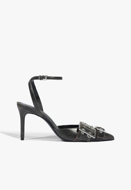 Slingback Marien Couro Marrom Escuro
