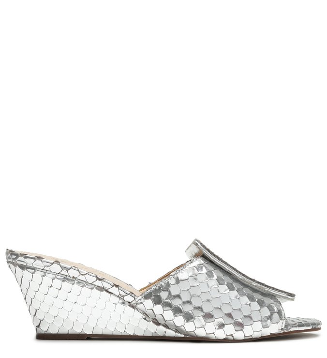 Mule Fivela Snake Metallic Prata Mule Fivela Snake Metallic Prata