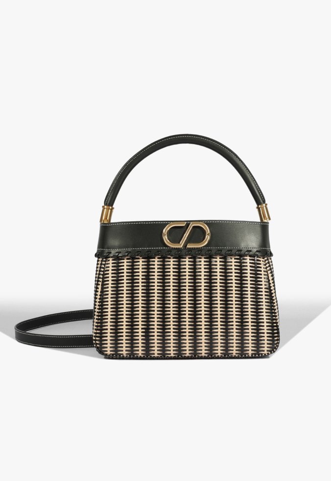 Bolsa Tote Aura Couro Preto e Branco