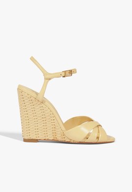 Sandália Anabela Keefa Wedge Couro Bege