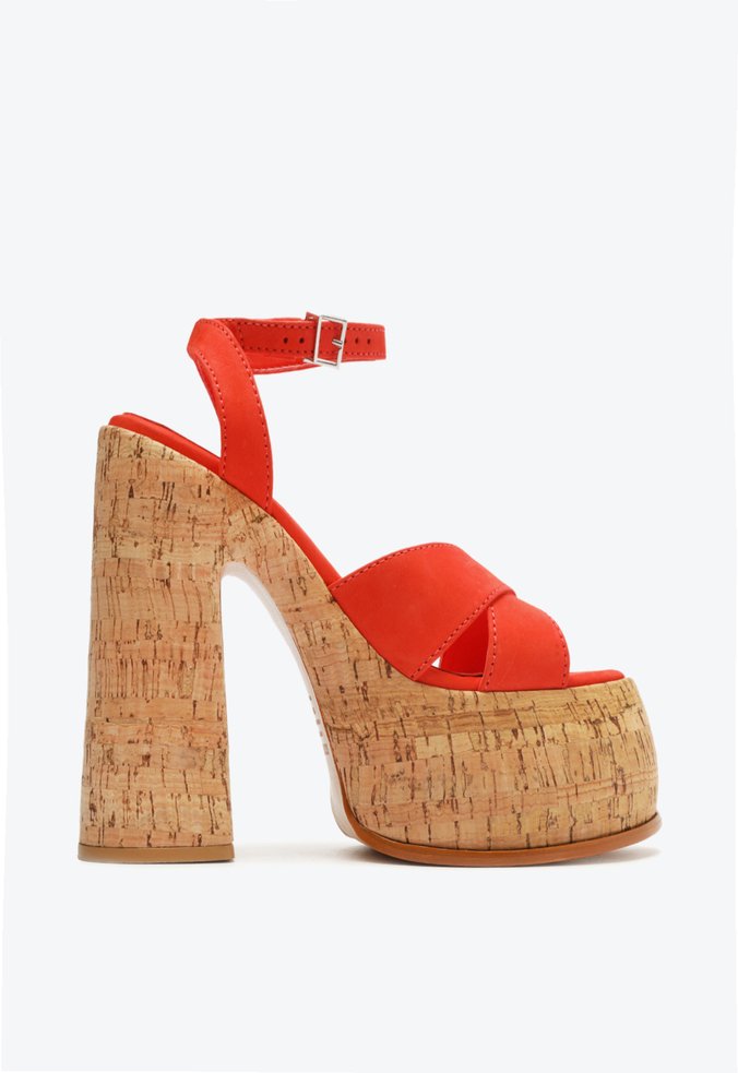 Vista 3 Sandália Meia Pata Pattie Couro Vermelha Schutz Vermelho Schutz Vermelho