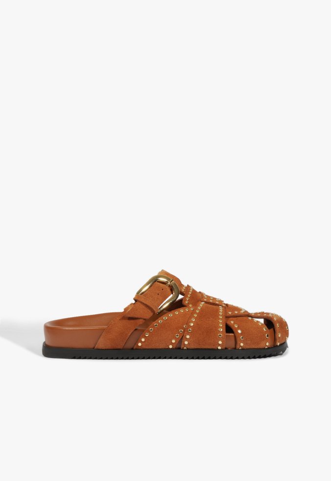 Clog Couro Pelo Marrom