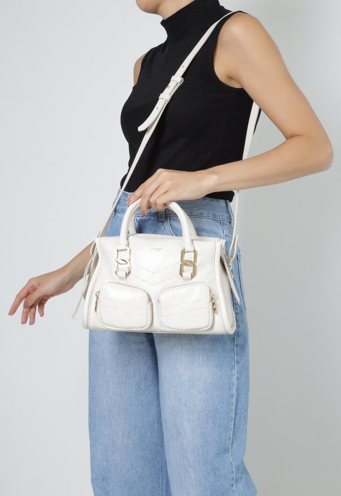 Bolsa Mini Tote Harper Couro Snake Branca