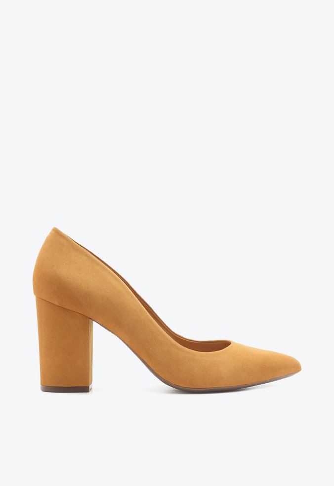 Sapato Scarpin Salto Bloco Nobuck Marrom | Schutz