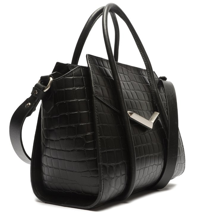 Bolsa Mini Tote Alexa Croco Preta Bolsa Mini Tote Alexa Croco Preta
