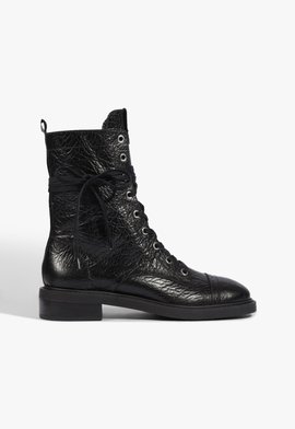 Bota Coturno Kelly Couro Preta