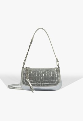 Bolsa Tiracolo Pequena Tina Croco Prata