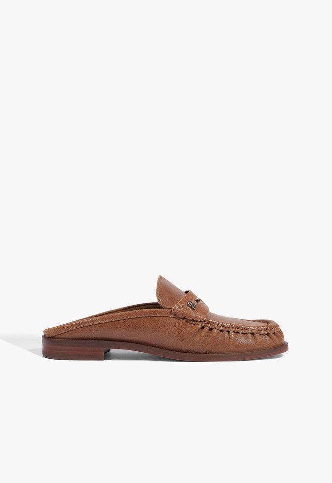Mule Mocassim Tyche Couro Marrom