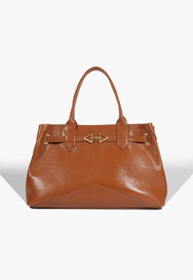 Bolsa Tote Sally Grande de Couro Marrom