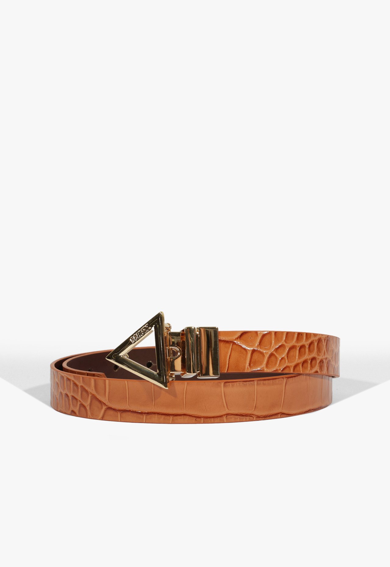 Cinto Triangle Fino Couro Marrom | Schutz