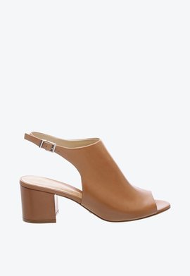 Sandália Slingback Salto Bloco Couro Desert