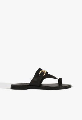 Rasteira Flat Couro Preto