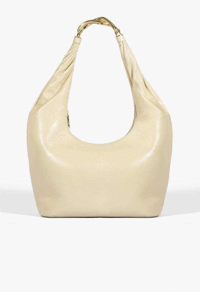 Bolsa Maxi Hobo Couro Metal Branca