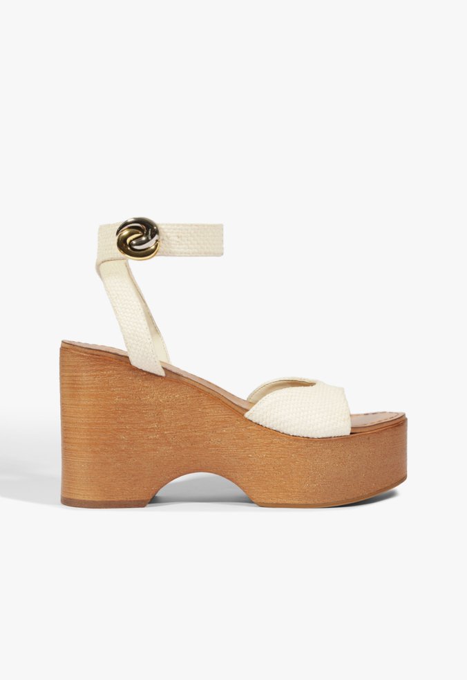 Sandália Plataforma Couro Off White