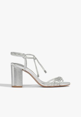 Sandália Block Heel Nó Prata