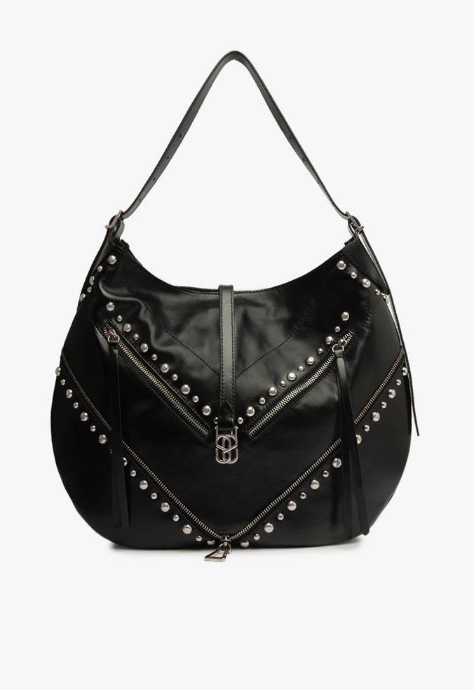 Bolsa Grande Violet Studs Couro Preta